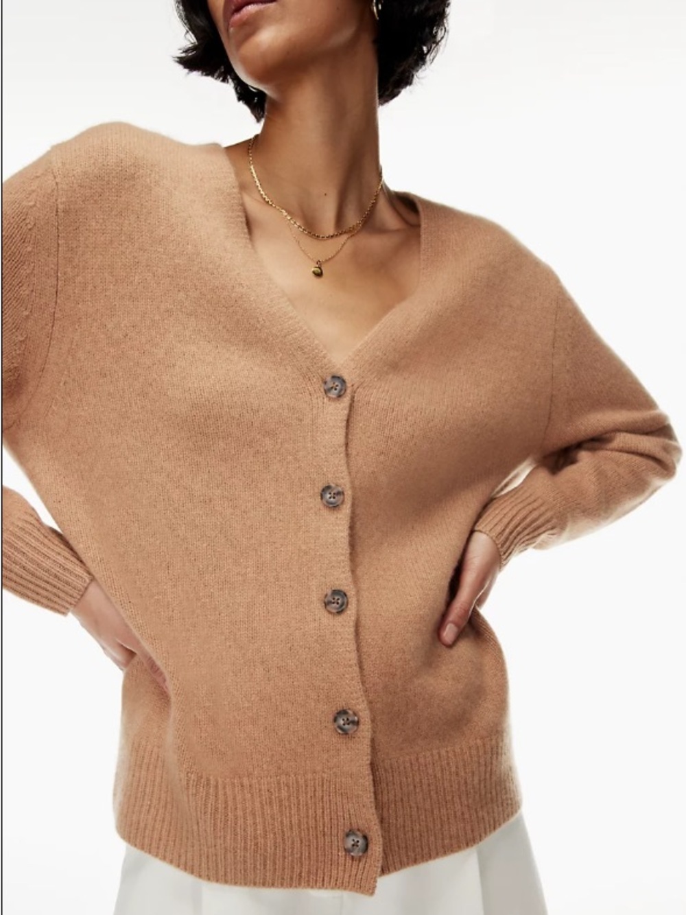 Artizia Wilfred Parco Cashmere Cardigan in Gold Camel, size Large